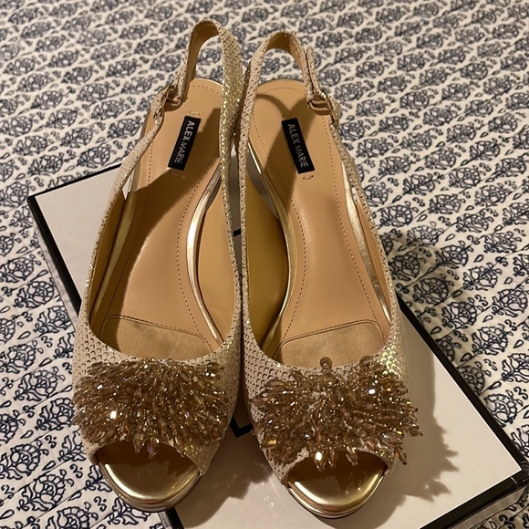Alex Marie open toe sling back pumps- Marla714 Sand Gold - Picture 3 of 11